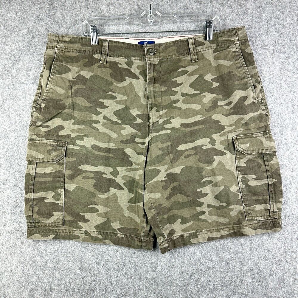 George Camo Cargo Shorts Mens 38 Green Army Relaxed Fit Outdoor Retro Hike Y2K